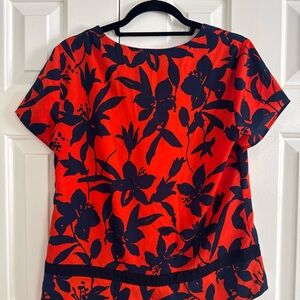 Floral Orange and Blue Women's Top